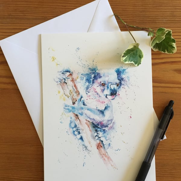 Koala Card, Koala Greetings Card, Australian Art, Wildlife Art, Note Card, Art C