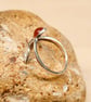 Red carnelian leaf ring. July Birthstone. 925 sterling silver. Size N - Image 3