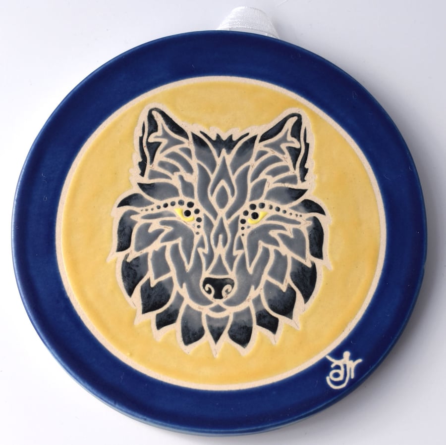 A53 Wall plaque coaster grey wolf (Free UK postage)