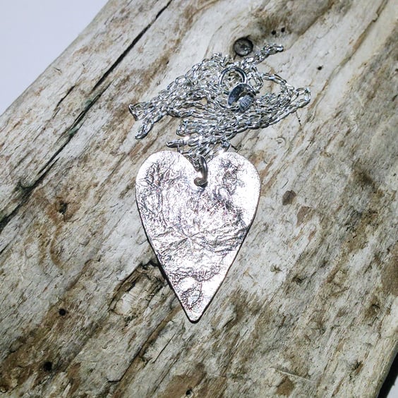 Sterling Silver Over Copper Reversible Heart Pendant - UK Free Post