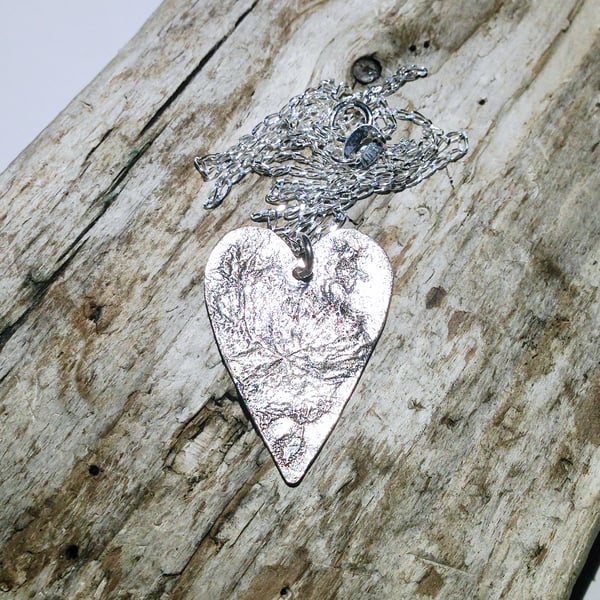 Sterling Silver Over Copper Reversible Heart Pendant - UK Free Post