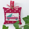 RED TRUCK AND TREE CHRISTMAS DECORATION - polka dots, gingham