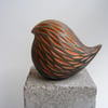 Raku fired carved round bird (B) 