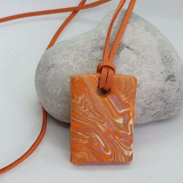 Rectangular polymer clay pendant