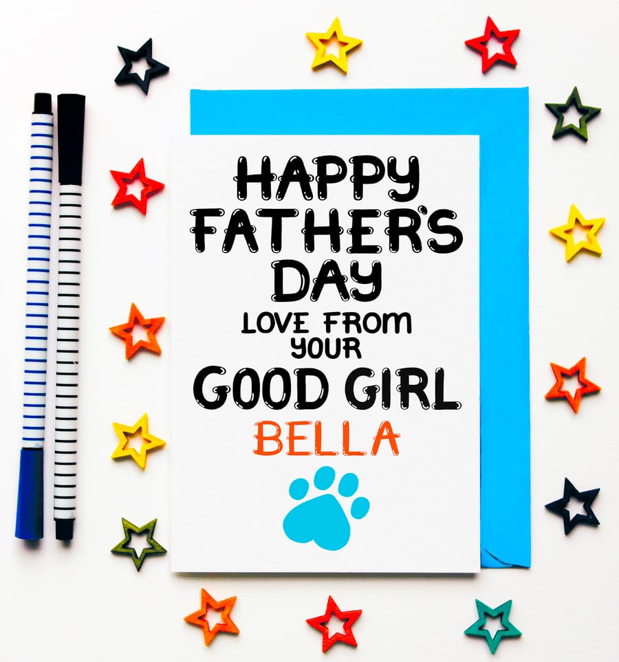 Personalised Fathers Day Card From Furry Grandchild, Cute Custom Father's Day 
