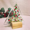 Fused Glass Christmas Tree Tealight Holder