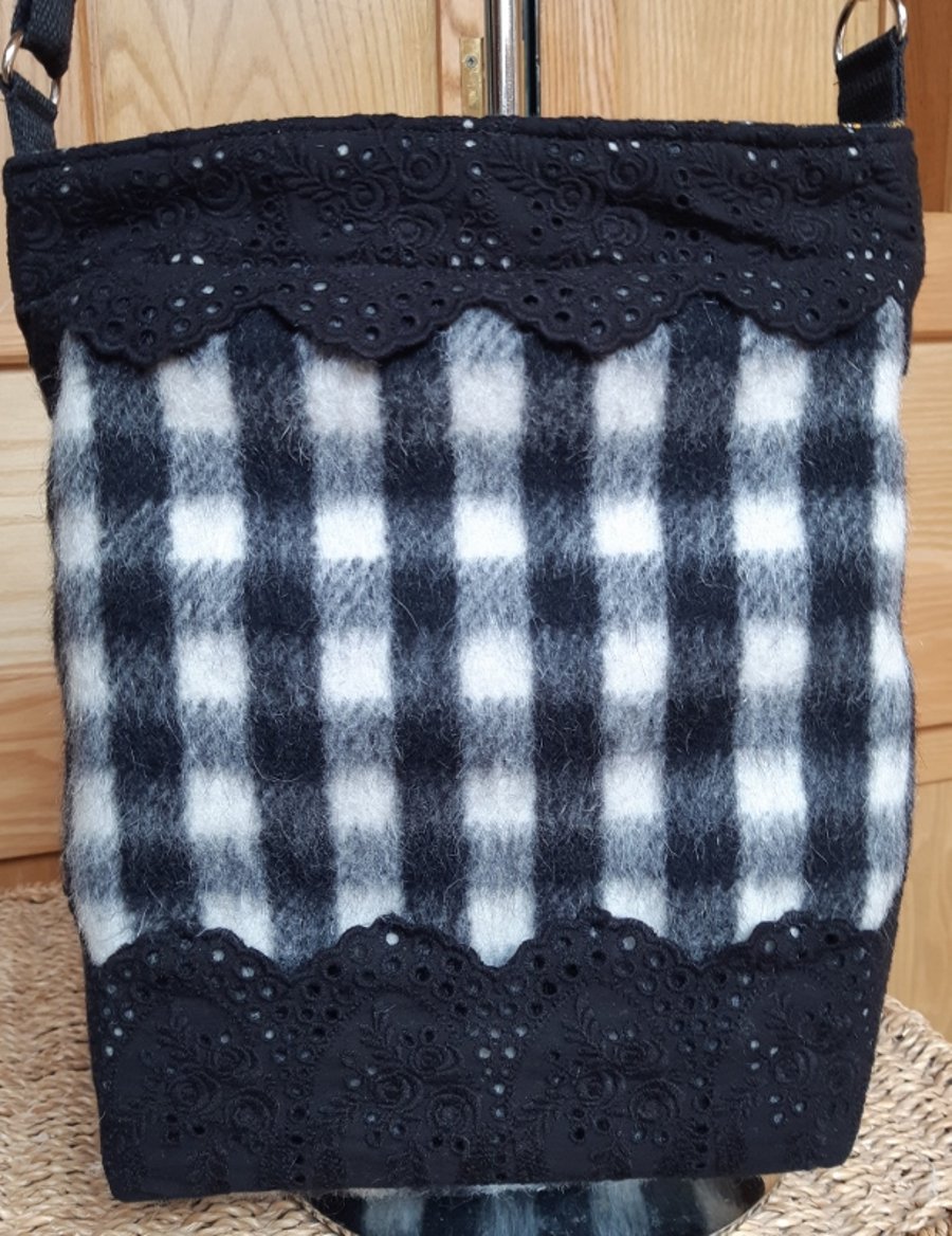 Black and white check bag