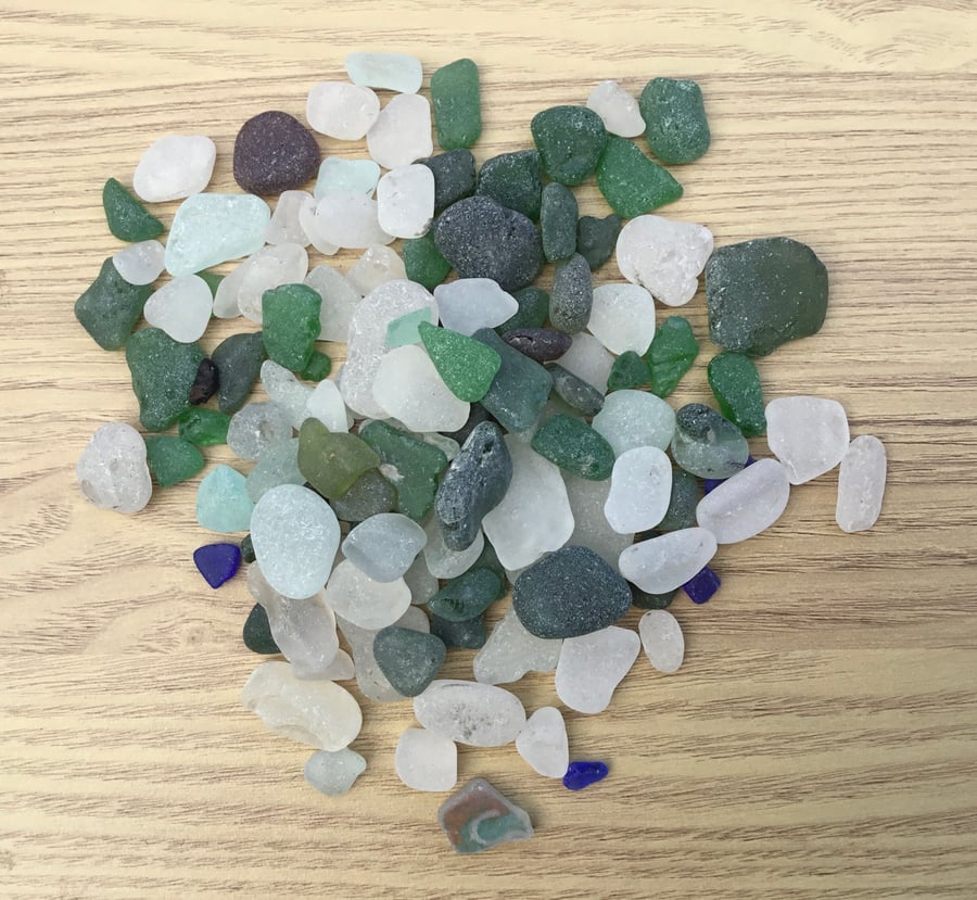 A set of Charmouth Sea Glass White, Green, Brown, Blue - Crafting or Collectable