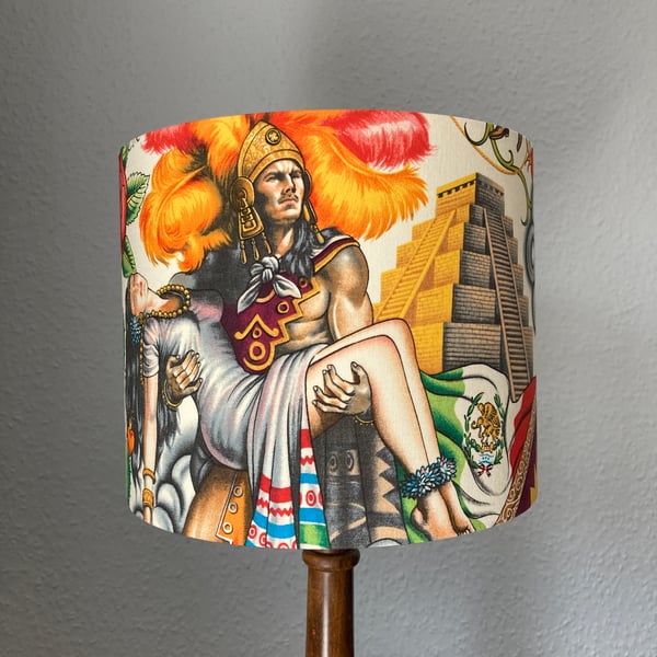 Seconds - 25cm Diameter Aztec Mayan Warrior Lampshade