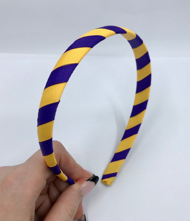 School Purple and Yellow Gold 1.8cm striped Hairband