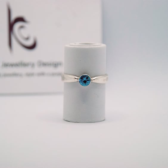 Handmade Eco silver Aquamarine solitaire ring