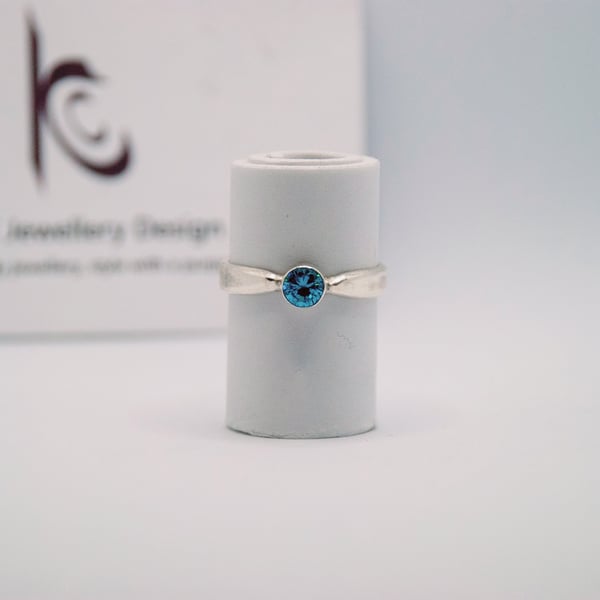 Handmade Eco silver Aquamarine solitaire ring