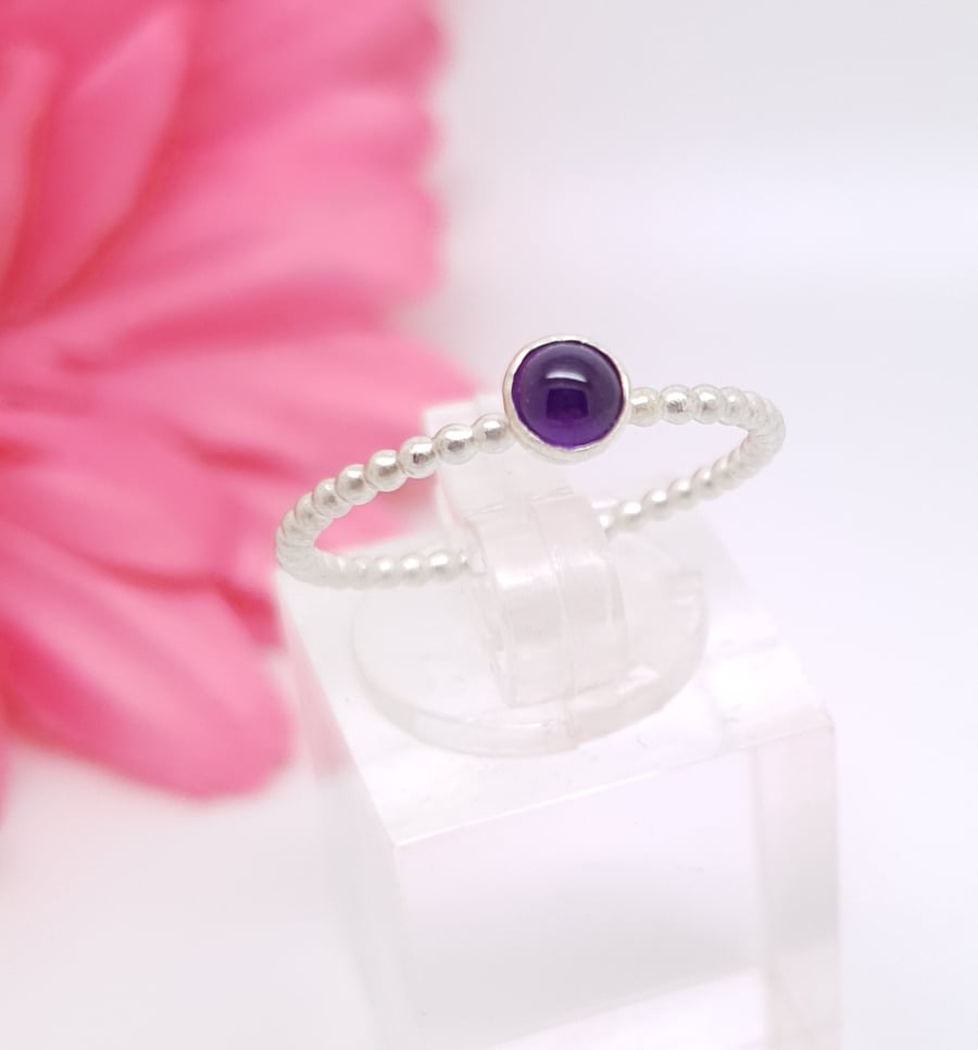 Sterling silver and amethyst stacking ring