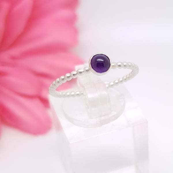 Sterling silver and amethyst stacking ring