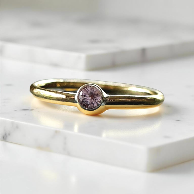 Gold Stacking Ring With Cubic Zirconia