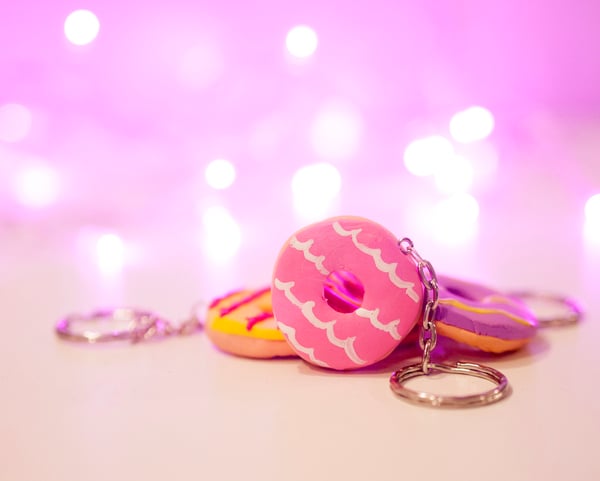 Retro classic Iced ring biscuit necklace OR keyring ONE SUPPLIED