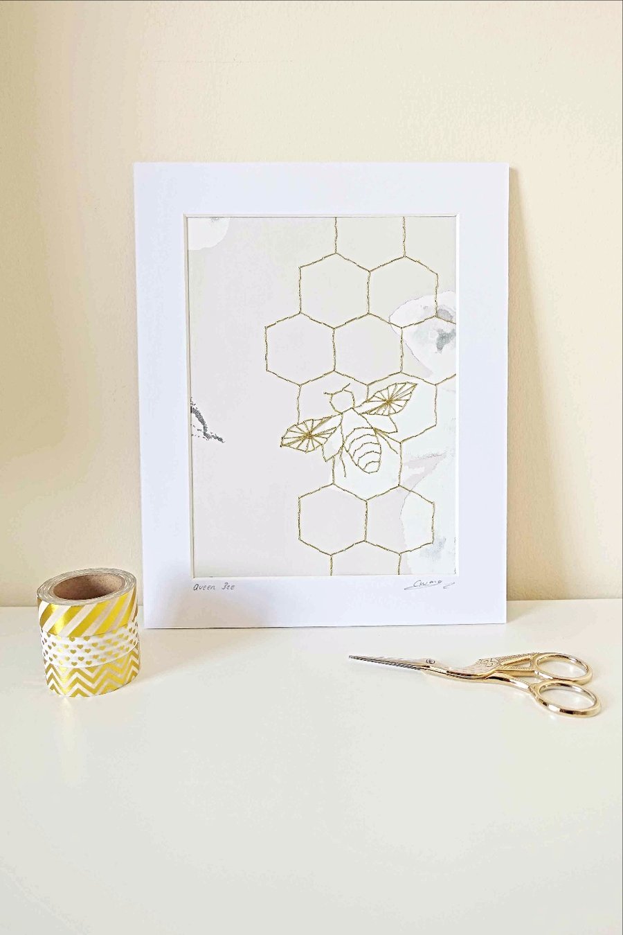 Hand Stitched Bee Wall Art, Bee Home Decor