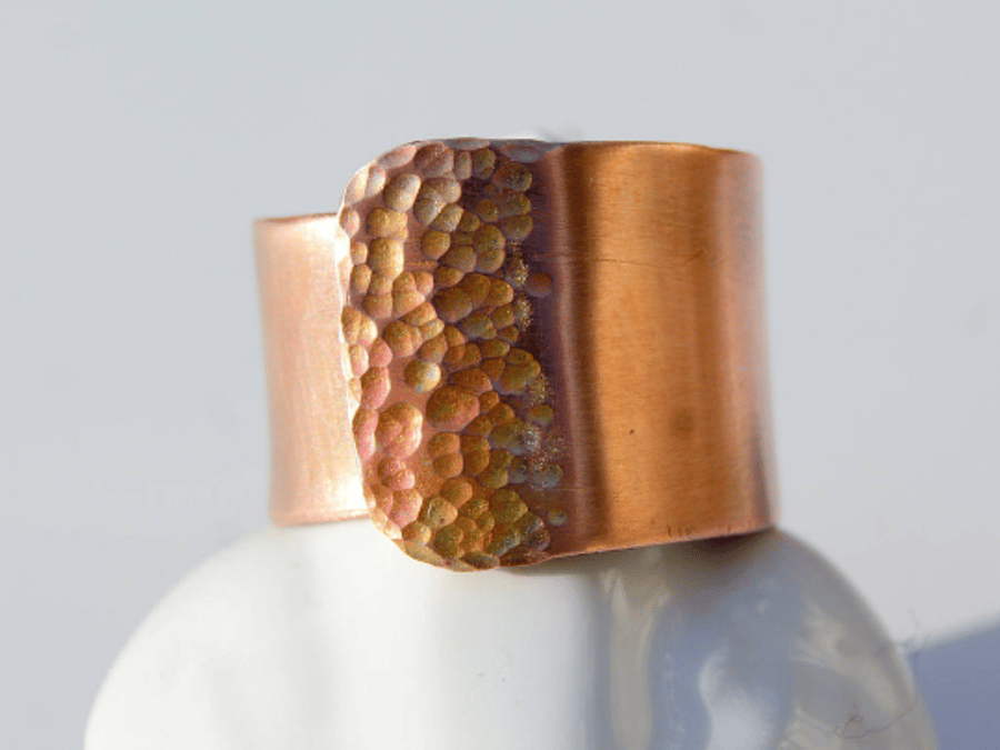 Pure Copper Ring, Adjustable Ring, Arthritis Ring, Hammered Copper Ring