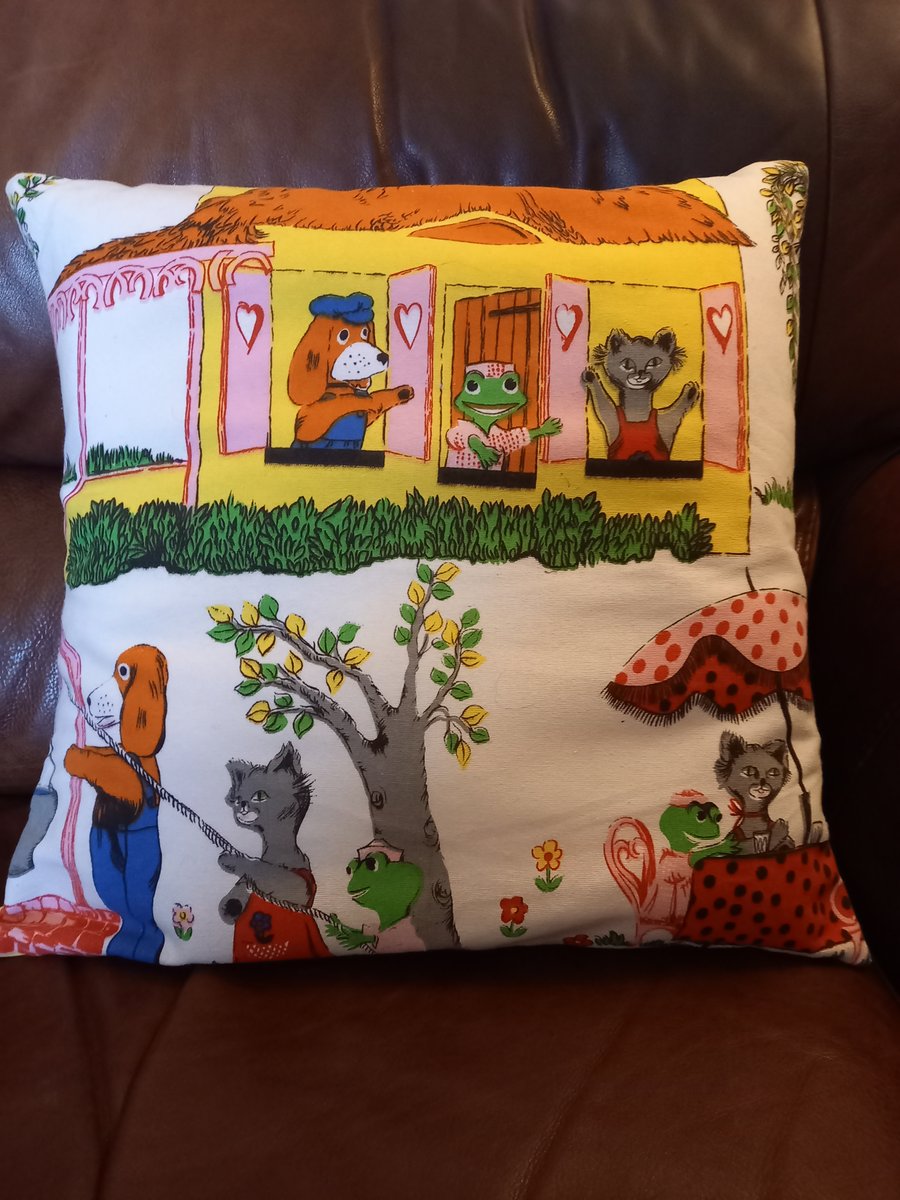 "Hector's House" vintage fabric cushion
