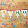 Personalised felt name bunting with custom rainbow colours lettering 