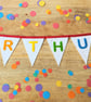 Personalised felt name bunting with custom rainbow colours lettering 