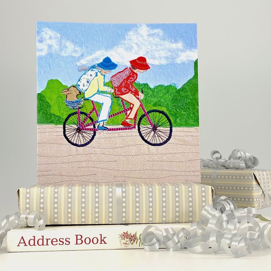 Cycling Birthday card tandem Folksy