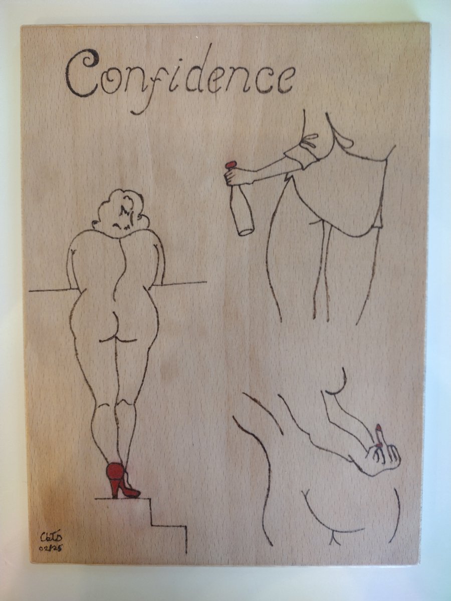 Pyrography line art 'confidence'