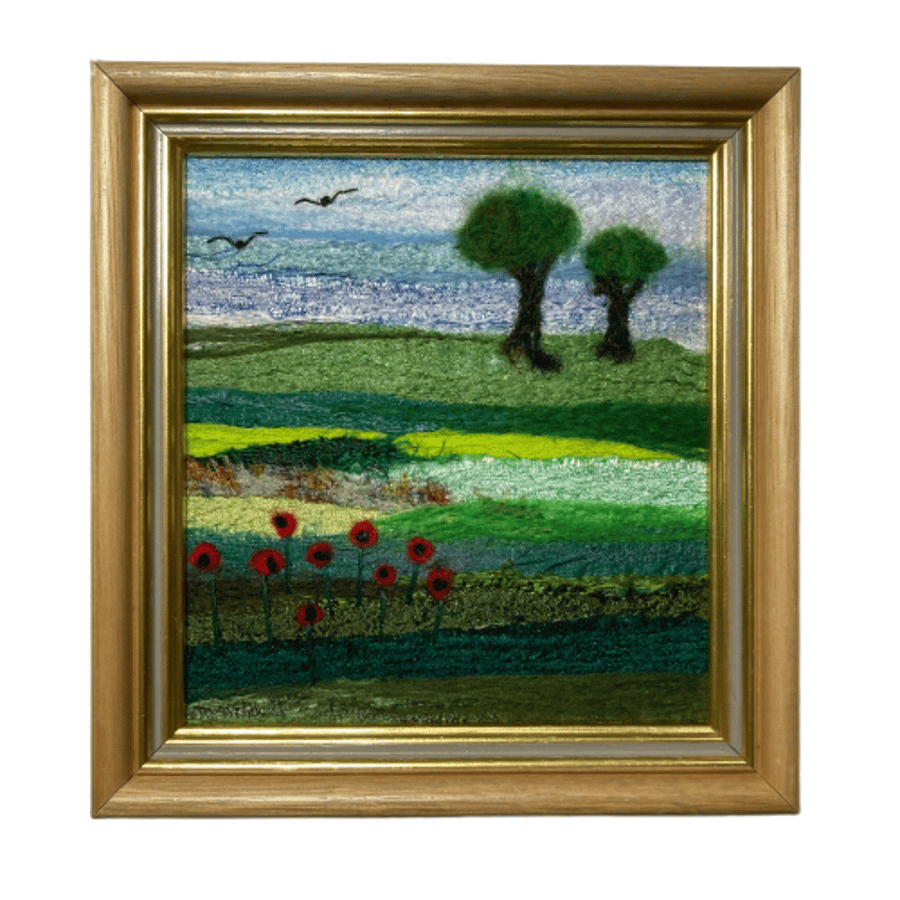 Textile Art, framed needle felted silk and wool... Folksy