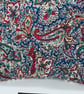 Cushion cover 14" in teal and cherry red pattern fabric.  - Image 3