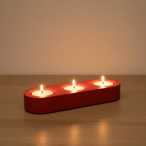 Red Triple Tealight Candle Holder Handmade Home Decor Gift