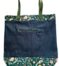 Weekender Tote.  Denim and Fauna Fabric.  Botanical Collection. - Image 9