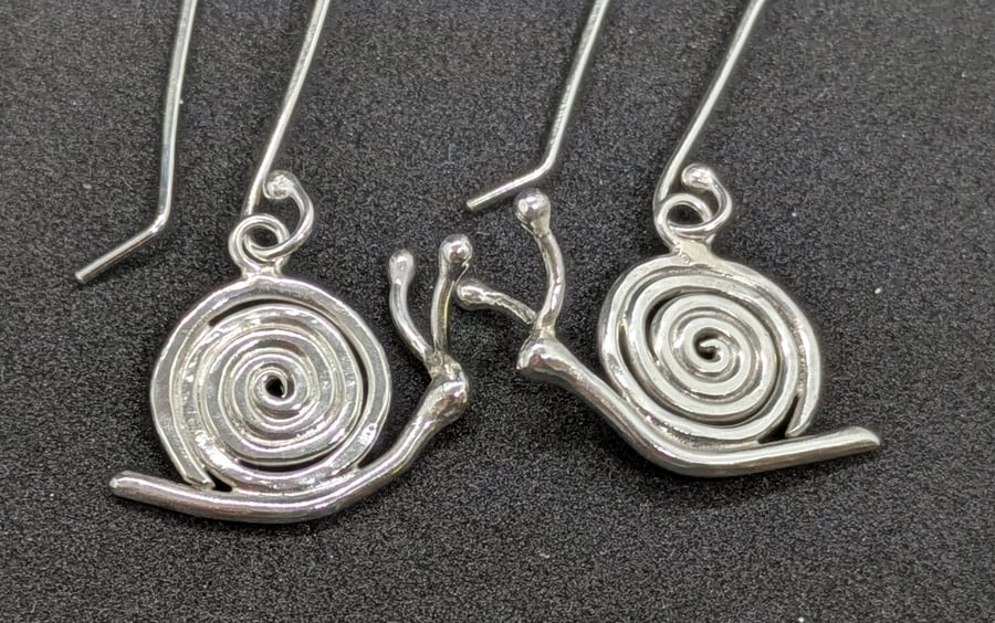 Sterling silver earrings, Snail earrings