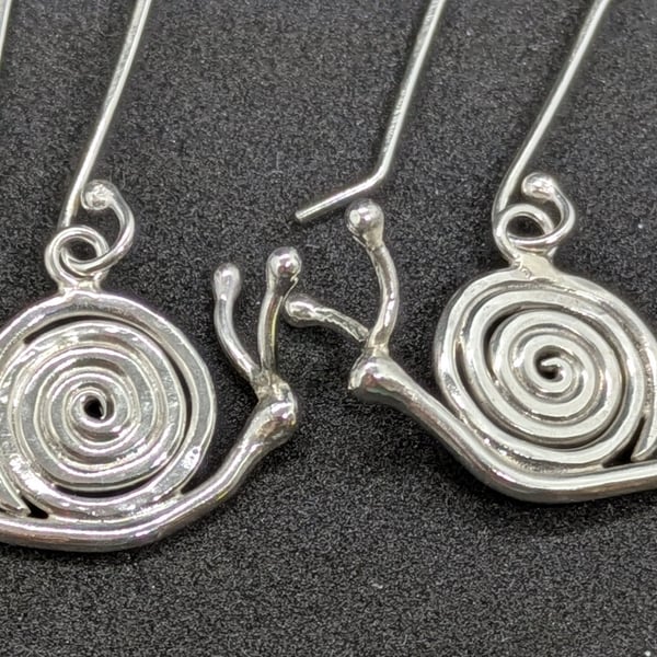 Sterling silver earrings, Snail earrings