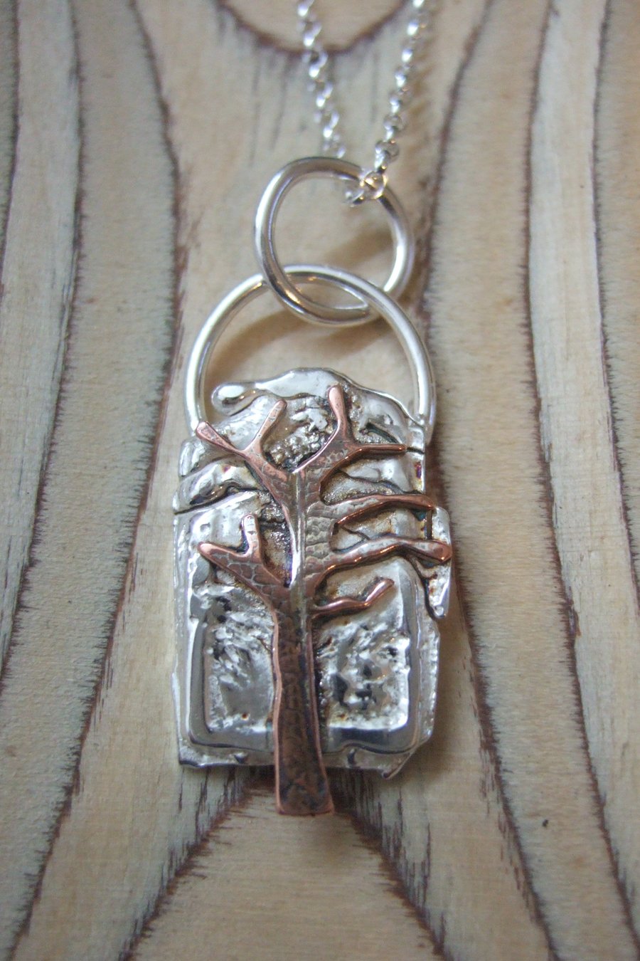 Sterling Silver and Copper Tree Pendant