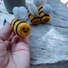 set of 3 handmade needle felted bee decoration