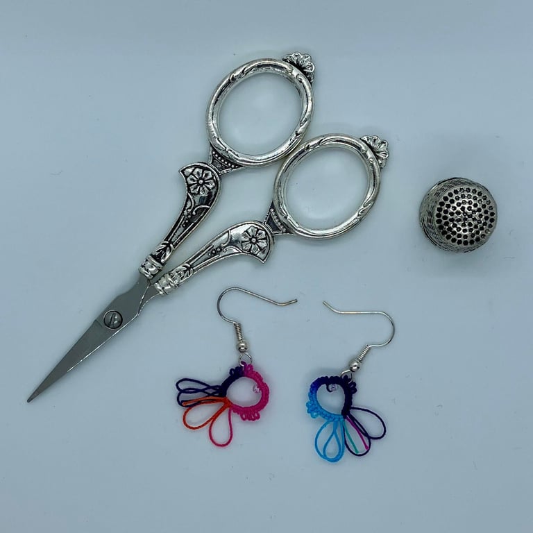 Tatted Rainbow Fish Earrings