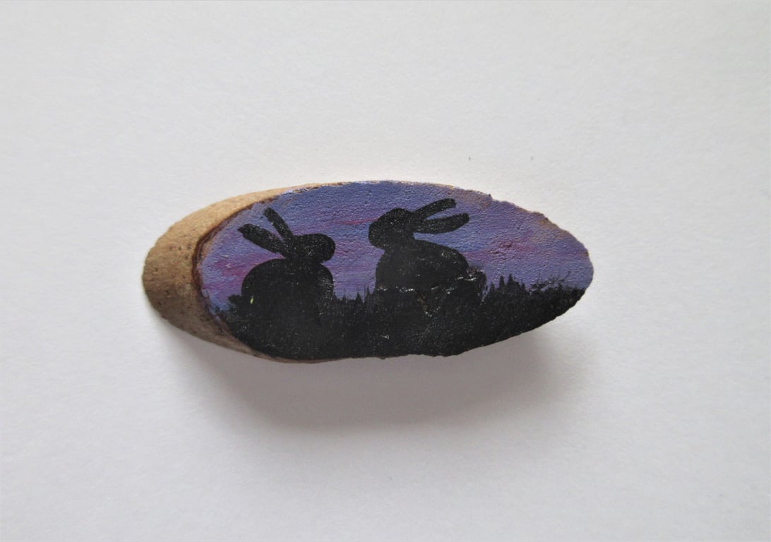 Dolls House Miniature Wooden Plaque Bunny Rabbit Picture Wood Slice