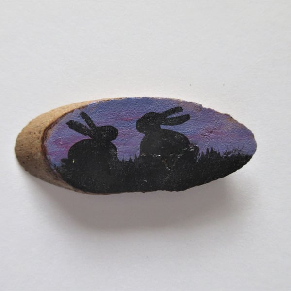 Dolls House Miniature Wooden Plaque Bunny Rabbit Picture Wood Slice
