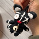 Voodoo Cat Keyring Plushie, Kawaii Bag Charm, Handmade Gift 