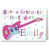 Girls Guitar Personalised Birthday Card.