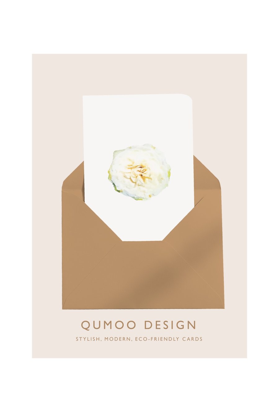 White Rose flowers Greetings Card Wedding (QM 333)