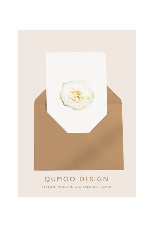 White Rose flowers Greetings Card Wedding (QM 333)