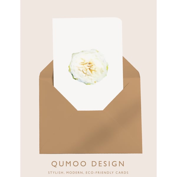 White Rose flowers Greetings Card Wedding (QM 333)