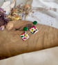 Autumn Terrazzo Diamond & Emerald Green Stud Earrings - Image 2