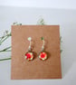 Poppy Dangle Earrings with Sterling Silver Ear Wire, Red Flowers Jewellery, Art  - Image 2