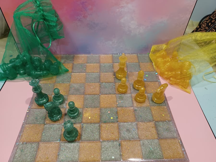 Green and Yellow Chess Set