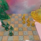 Green and Yellow Chess Set
