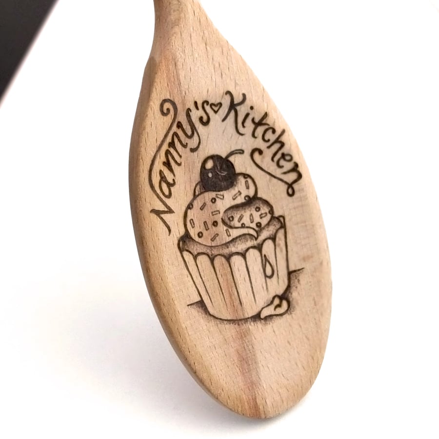 Nanny's Kitchen, Ready to be Personalised, Pyrography Wooden Spoon, Gift for Nan