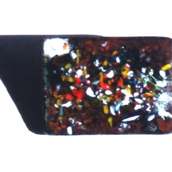 brooch - rectangle: enamel chip on black