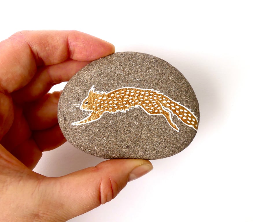 Copper Red Squirrel Stone, Handpainted Real River Rock Art, Cute Animal Gift